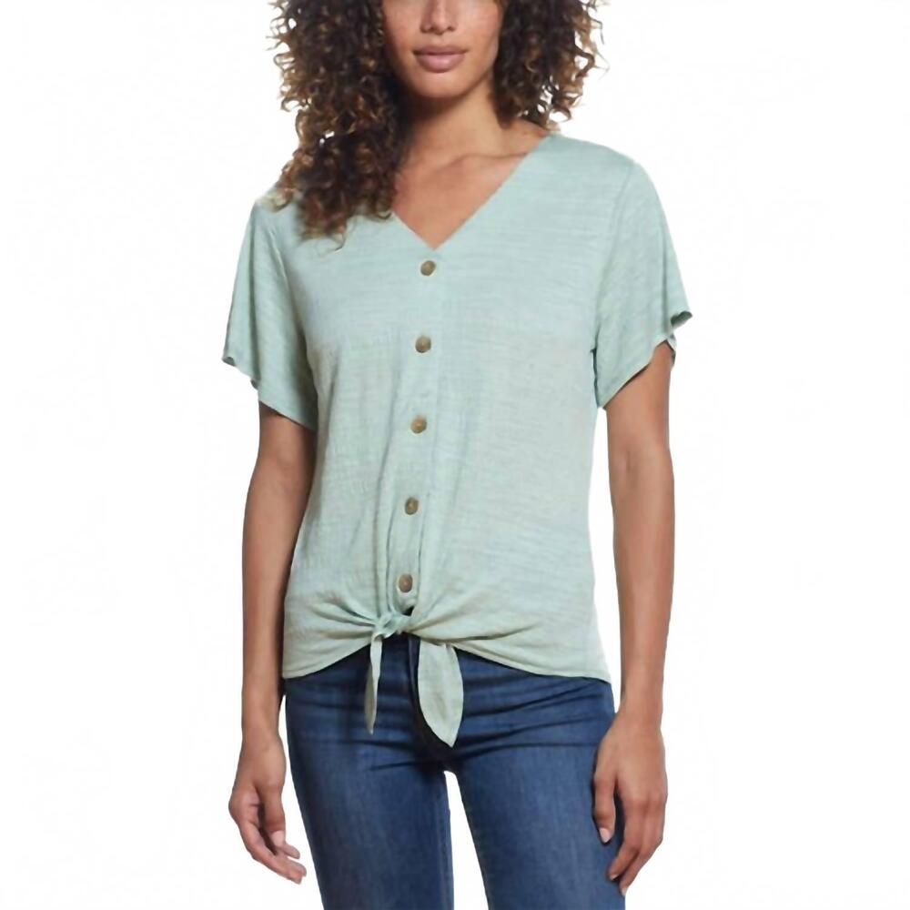 NEW WEATHERPROOF side tie front top in granite green